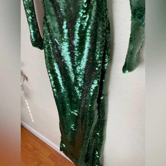 HOUSE OF CB 'Belle' Pine Green Sequin‎ Maxi Dress NWOT size XS - Picture 8 of 13